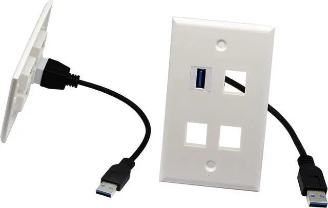 Alt view image 3 of 7 - USB 3.0 A Male to Female Panel Mount Insert Adapter for Wall Socket Face Plate ,USB 3.0 A to USB 3.0 A Female to Male Connector Extension Cable For Wall Plate Outlet Panel ,8inch/20cm