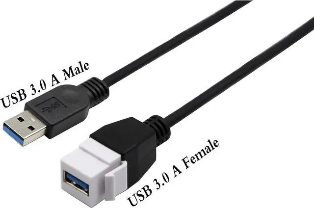 Alt view image 6 of 7 - USB 3.0 A Male to Female Panel Mount Insert Adapter for Wall Socket Face Plate ,USB 3.0 A to USB 3.0 A Female to Male Connector Extension Cable For Wall Plate Outlet Panel ,8inch/20cm
