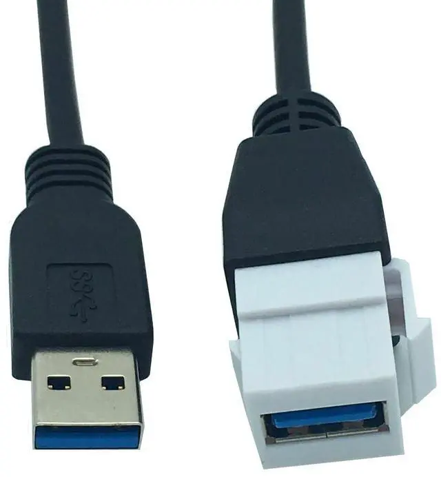 Alt view image 7 of 7 - USB 3.0 A Male to Female Panel Mount Insert Adapter for Wall Socket Face Plate ,USB 3.0 A to USB 3.0 A Female to Male Connector Extension Cable For Wall Plate Outlet Panel ,8inch/20cm