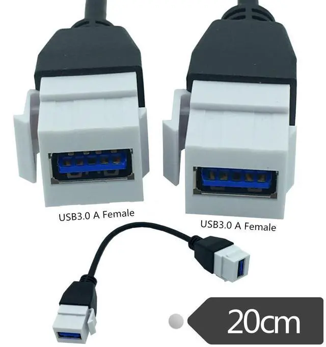 Alt view image 3 of 7 - Panel Mount USB 3.0 A Female to Female Insert Adapter for Wall Socket Face Plate ,USB 3.0 A to USB 3.0 A Female to Female Connector Extension Cable For Wall Plate Outlet Panel ,8inch/20cm