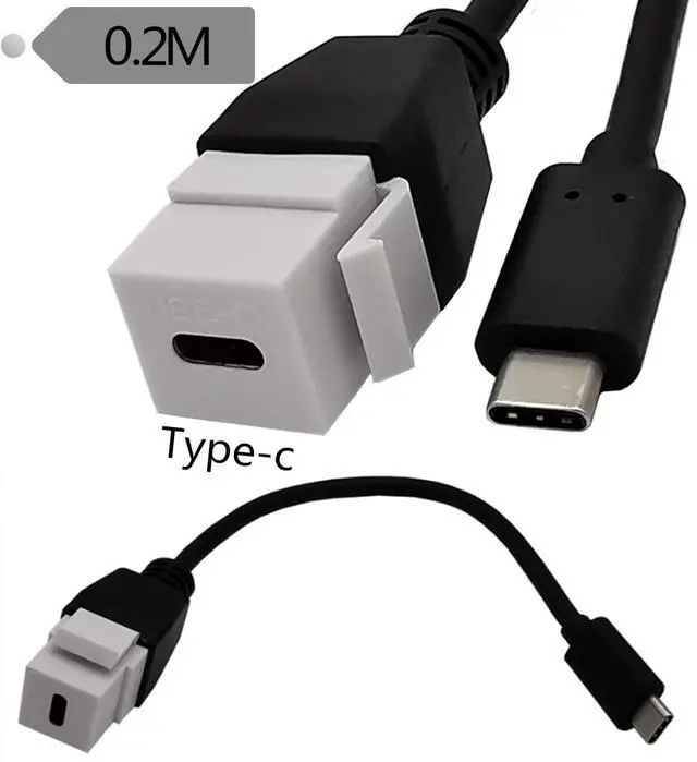 Alt view image 3 of 7 - USB C Keystone Jack Cable,Type-c Male to Female Panel Mount Insert Adapter USB-C Pigtail Extention Keystone-to-Cable Convertor USB 3.1 Type C Extension Cord for Wall Socket Face Plate (White)