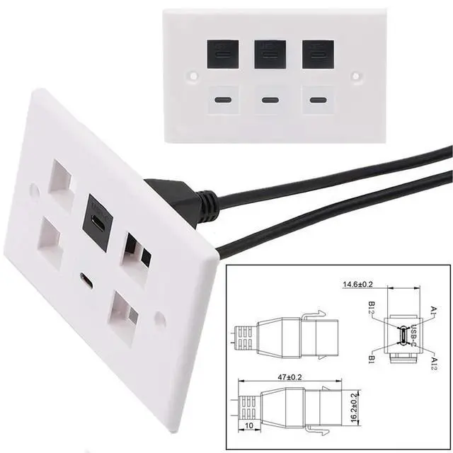 Alt view image 5 of 7 - USB C Keystone Jack Cable,Type-c Female to Female Panel Mount Insert Adapter USB-C Pigtail Extention Keystone-to-Cable Convertor USB 3.1 Type C Extension Cord for Wall Socket Face Plate (Black)