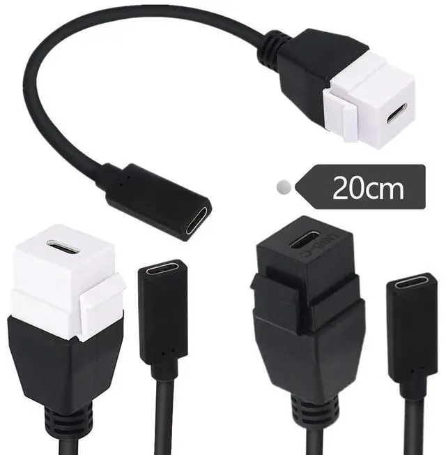 Alt view image 4 of 7 - USB C Keystone Jack Cable,Type-c Female to Female Panel Mount Insert Adapter USB-C Pigtail Extention Keystone-to-Cable Convertor USB 3.1 Type C Extension Cord for Wall Socket Face Plate (Black)