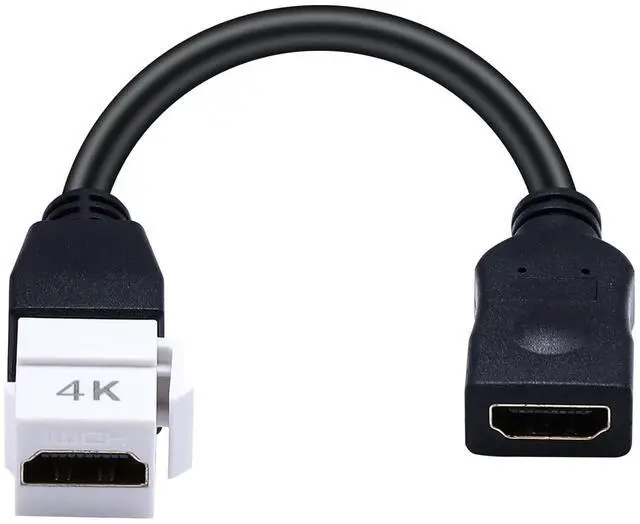 Main image of 4K HDMI Keystone Jack Cable, 4K Female to Female HDMI Pigtail Cable, Keystone Wall Plate Pigtail Video Extension Cord Snap-in Connector Support 3D, 4K@60hz,8in/20cm