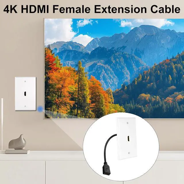 Alt view image 4 of 7 - 4K HDMI Keystone Jack Cable, 4K Female to Female HDMI Pigtail Cable, Keystone Wall Plate Pigtail Video Extension Cord Snap-in Connector Support 3D, 4K@60hz,8in/20cm