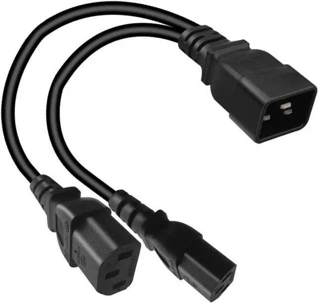 Alt view image 3 of 7 - IEC C20 to 2 C13 Y Splitter Multi IEC Cable, Single IEC 320 C20 Male to Dual C13 Female Socket Y Split IEC Power Cord, One C20 to Two C13 Computer Power Cable,18AWG, 1ft/0.3m