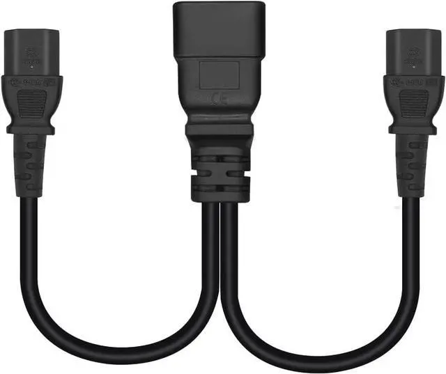 Alt view image 5 of 7 - IEC C20 to 2 C13 Y Splitter Multi IEC Cable, Single IEC 320 C20 Male to Dual C13 Female Socket Y Split IEC Power Cord, One C20 to Two C13 Computer Power Cable,18AWG, 1ft/0.3m