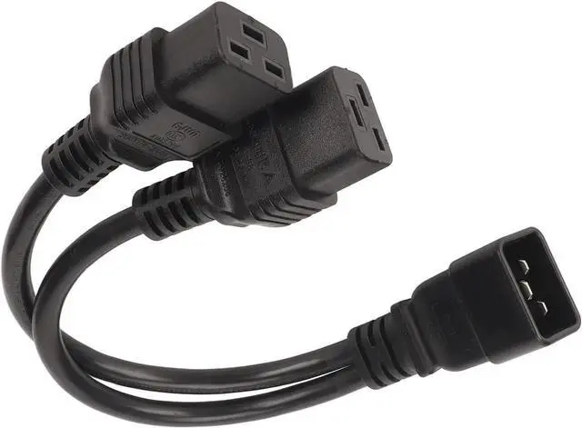 Alt view image 4 of 7 - IEC C20 to 2 * C19 Y Splitter Multi IEC Cable, Single IEC 320 C20 Male to Dual C19 Female Socket Y Split Power Cord, 16AWG, 1ft/0.3m