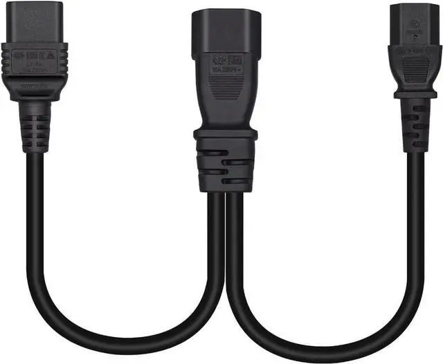 Alt view image 7 of 7 - IEC C20 to 2 X NEMA 1-15R Y Splitter Power Cord, Single IEC 320 C20 Male to Dual US 2 Prong NEMA 1-15R Female Socket Y Split Cable,C19 Power Strip,18AWG,1ft/30cm