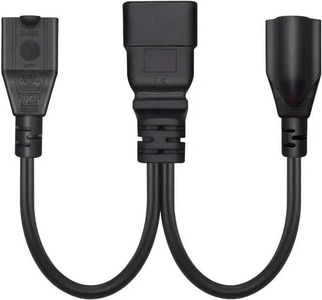 Alt view image 4 of 7 - IEC C20 to 2 X NEMA 5-15R Y Splitter Dual IEC Double,Single C20 Male to Dual US Standard 3-Prong Female Socket Y Split Multi IEC Cable Outlet Splitter 3 Prong,18AWG,1ft/0.3m
