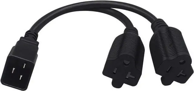 Alt view image 2 of 7 - IEC C20 to 2 X NEMA 5-20R Y Splitter Dual IEC Power Cord, Single IEC 320 C20 Male to Dual US 3 Prong NEMA 5-15R/5-20R Female Socket Y Split,C19 Power Strip, 18AWG, 1ft/0.3m