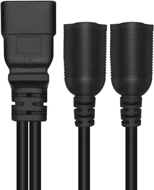 Alt view image 5 of 7 - IEC C20 to 2 X NEMA 5-20R Y Splitter Dual IEC Power Cord, Single IEC 320 C20 Male to Dual US 3 Prong NEMA 5-15R/5-20R Female Socket Y Split,C19 Power Strip, 18AWG, 1ft/0.3m