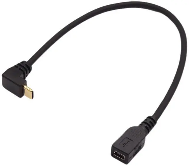 Alt view image 3 of 5 - 90 Degree Angle USB-C Charging Cable, USB 3.1 Type C Male to Mini USB (Mini B) Female Converter Short Cable Cord , 8inch/25cm,Up/Down Angle