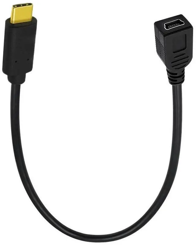 Main image of USB-C Charging Cable, USB 3.1 Type C Male to Mini USB (Mini B) Female Converter Short Cable Cord , 8inch/25cm, Straight