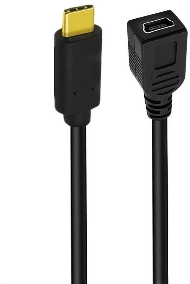 Alt view image 2 of 6 - USB-C Charging Cable, USB 3.1 Type C Male to Mini USB (Mini B) Female Converter Short Cable Cord , 8inch/25cm, Straight