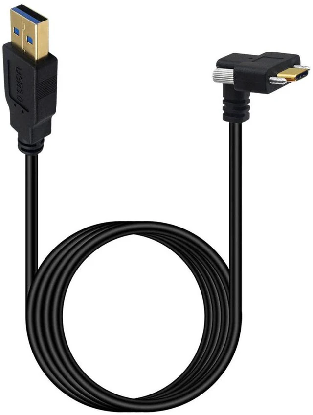 Alt view image 2 of 4 - 90 Degree Angle USB 3.1 Type-C Dual Screw Locking to Standard USB3.0 Data Cable 90 Degree for Camera ,10ft/3m, Up/Down Angle