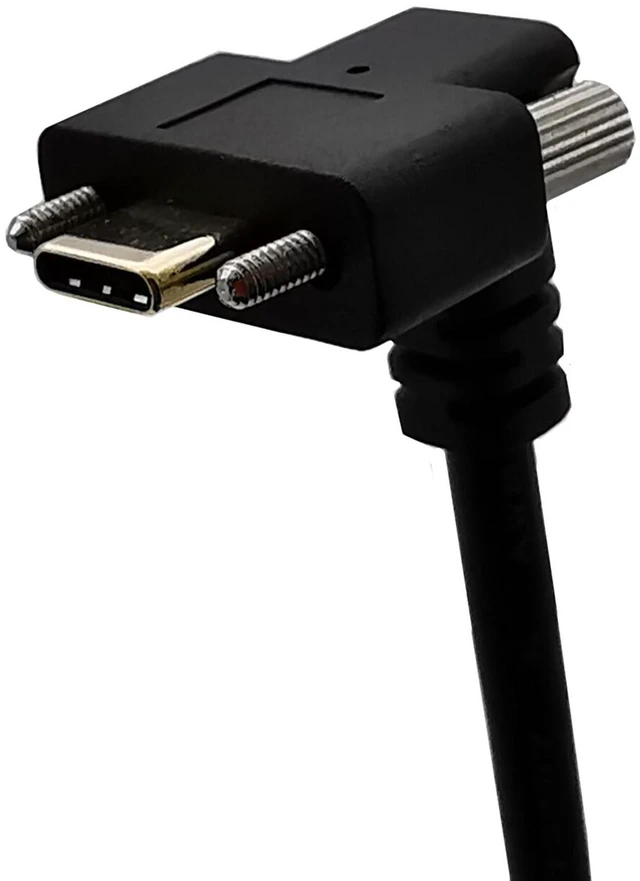 Alt view image 3 of 4 - 90 Degree Angle USB 3.1 Type-C Dual Screw Locking to Standard USB3.0 Data Cable 90 Degree for Camera ,10ft/3m, Up/Down Angle