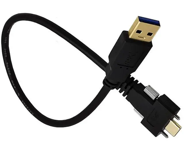 Alt view image 2 of 6 - USB 3.1 Type-C Dual Screw Locking to Standard USB3.0 Data Cable for Camera ,1ft/0.3m, Straight