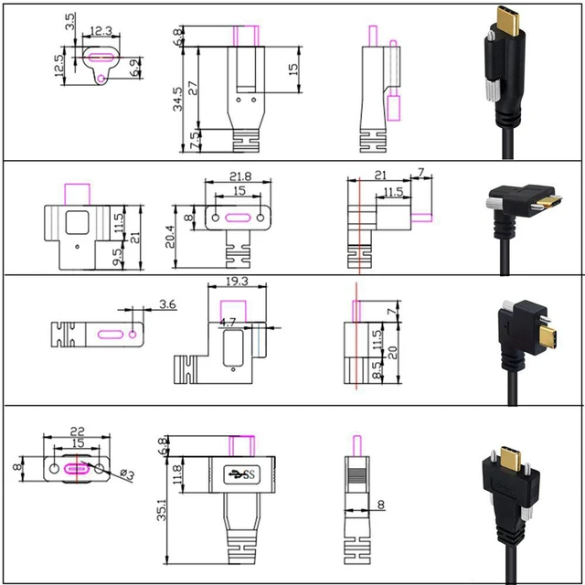 Alt view image 4 of 5 - USB 3.1 Type-C Dual Screw Locking to Standard USB3.0 Data Cable for Camera ,6ft/2m ,Straight