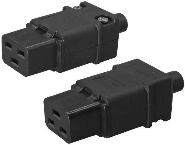 Main image of 2 Pack IEC 320 C19 Rewirable Power Plug Adapter, DIY IEC C19 AC Plug Connector, 16A 250V, Black