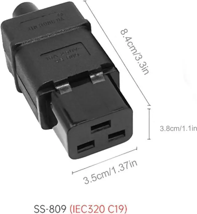 Alt view image 5 of 7 - 2 Pack IEC 320 C19 Rewirable Power Plug Adapter, DIY IEC C19 AC Plug Connector, 16A 250V, Black