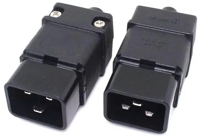 Main image of 2 Pack IEC 320 C20 Rewirable Power Plug Electrical Adapter, DIY IEC C20 Screw Lock AC Plug IEC Power Connector, 16A 250V, Black Male Inlet