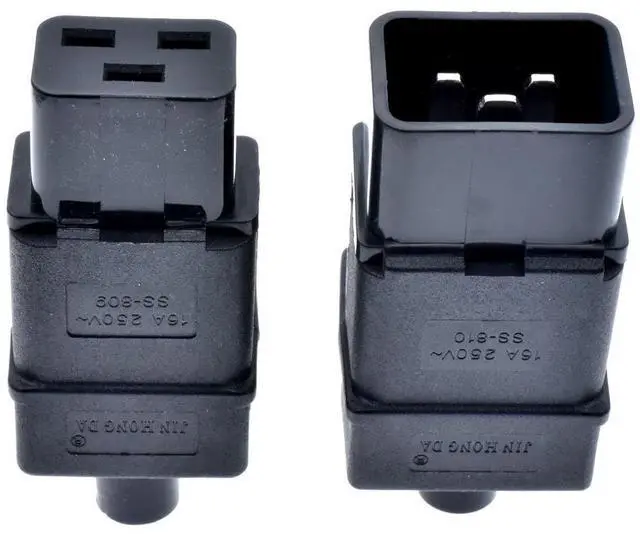 Alt view image 3 of 7 - 2 Pack IEC 320 C20 Rewirable Power Plug Electrical Adapter, DIY IEC C20 Screw Lock AC Plug IEC Power Connector, 16A 250V, Black Male Inlet