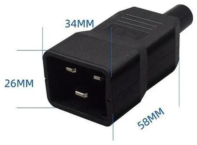 Alt view image 4 of 7 - (2 Pack) UL Listed IEC 320 C20 Rewirable Power Plug Electrical Adapter,DIY IEC 320 C20 Male Plug, EN 60320 C20 Connector16A/250V AC Power Converter.