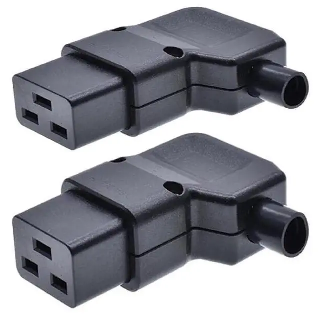 Main image of 2 Pack IEC 320 C19 Rewirable Power Plug Electrical Adapter, DIY IEC C19 Elbow Plug,Right Angle IEC C19 Connector, EN 60320 C19 90 Degree Angle Power Converter