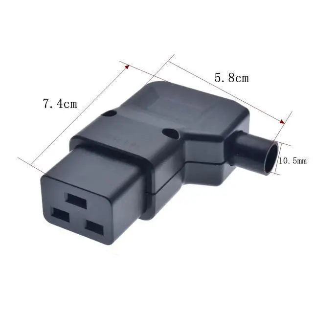 Alt view image 4 of 7 - 2 Pack IEC 320 C19 Rewirable Power Plug Electrical Adapter, DIY IEC C19 Elbow Plug,Right Angle IEC C19 Connector, EN 60320 C19 90 Degree Angle Power Converter