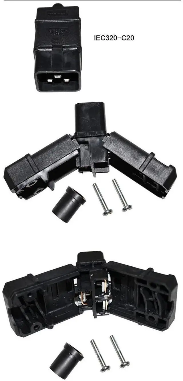 Alt view image 7 of 7 - 2 Pack IEC 320 C20 Rewirable Power Plug Electrical Adapter, DIY IEC C20 Screw Lock AC Plug IEC Power Connector, 16A 250V, Black Male Inlet