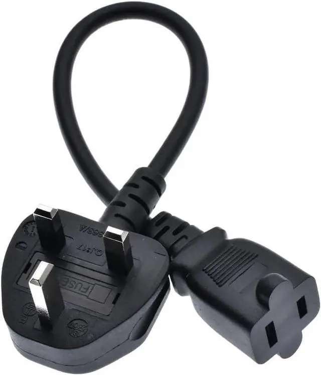 Alt view image 2 of 7 - UK US Plug Adapter Short Power Cord 1ft,UK BS1363 Male Plug to US 2 Prong NEMA 1-15P Female Socket Short Power Cord Plug,US UK Plug Adapter Cord,17AWG,1ft/0.3m