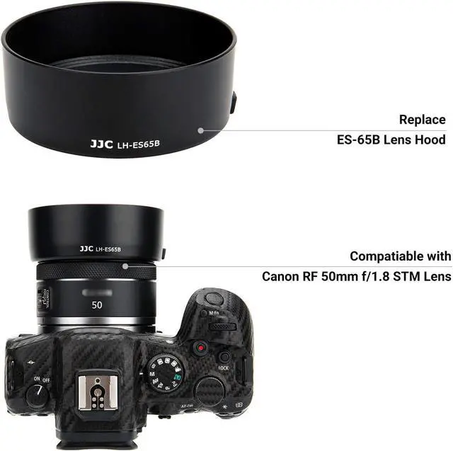 Alt view image 2 of 7 - Lens Hood for Canon RF 50mm F1.8 STM on EOS R6 R5 RP R Camera, Reversible Lens Shade Replace Canon ES-65B Lens Hood, Compatible with 43mm Filters and 43mm Lens Cap