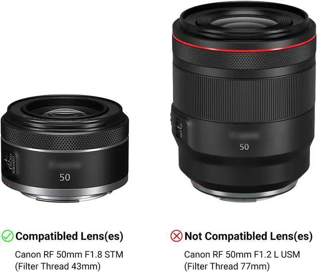 Alt view image 3 of 7 - Lens Hood for Canon RF 50mm F1.8 STM on EOS R6 R5 RP R Camera, Reversible Lens Shade Replace Canon ES-65B Lens Hood, Compatible with 43mm Filters and 43mm Lens Cap