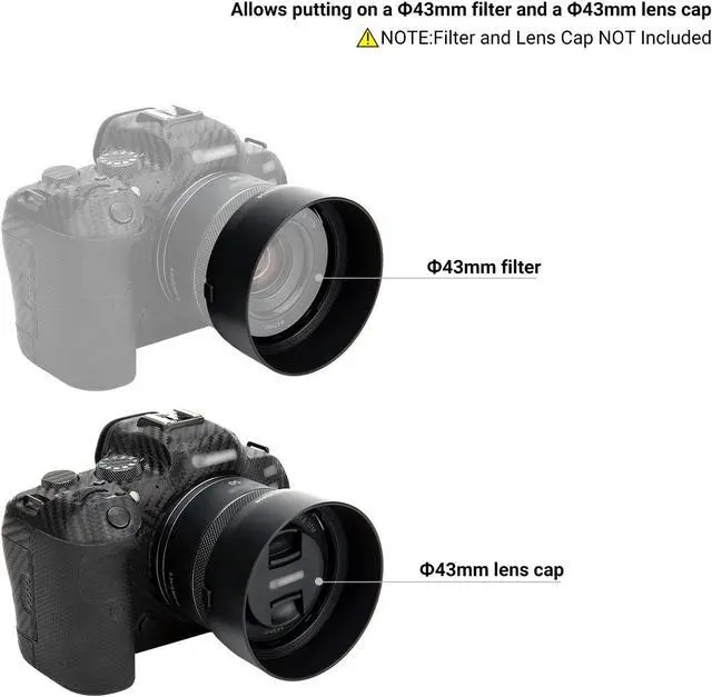 Alt view image 4 of 7 - Lens Hood for Canon RF 50mm F1.8 STM on EOS R6 R5 RP R Camera, Reversible Lens Shade Replace Canon ES-65B Lens Hood, Compatible with 43mm Filters and 43mm Lens Cap