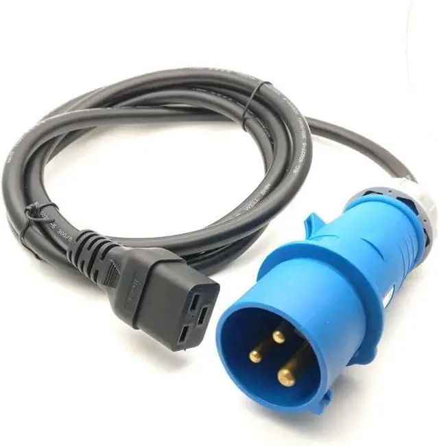 Alt view image 2 of 7 - Heavy Duty Power Cord Plug, Blue IEC309 to IEC 320 C19 for UPS/PDU PC Power Cable (16A IEC309 to C19, 6ft/2m)