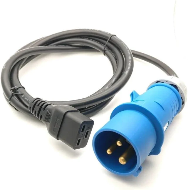 Alt view image 2 of 7 - Heavy Duty Power Cord Plug, Blue IEC309 to IEC 320 C19 for UPS/PDU PC Power Cable (32A IEC309 to C19, 32ft/10m)