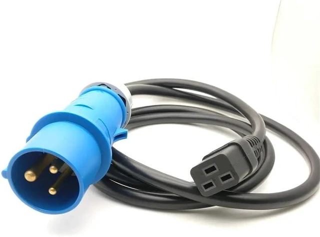 Alt view image 3 of 7 - Heavy Duty Power Cord Plug, Blue IEC309 to IEC 320 C19 for UPS/PDU PC Power Cable (32A IEC309 to C19, 32ft/10m)