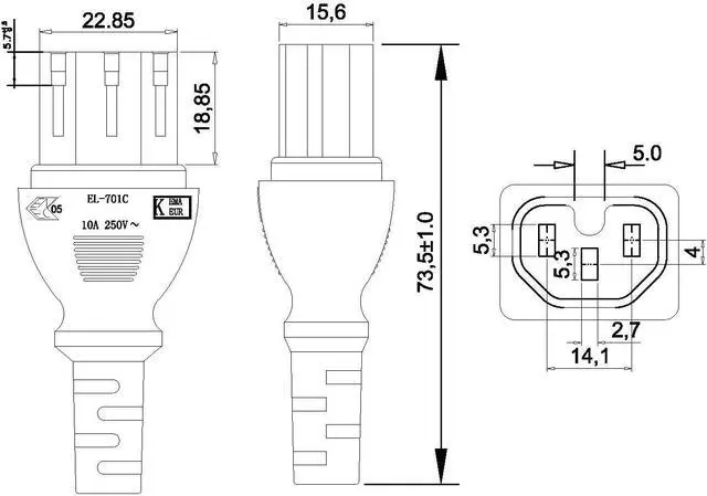 Alt view image 6 of 7 - Euro Schuko to C15 Heavy Duty Power Cord Plug, EU Schuko CEE7/7 to IEC320 C15 Female Power Cable, German Power Cord Appliances Power Cable Replacement, 16AWG, 3ft/1m