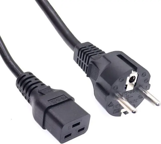 Main image of European Schuko to C19 Power Cords, Euro CEE7/7 Schuko Male Plug to IEC 320 C19 Power Cable,EU 220V Power Cord ,16AWG, 3ft/1m