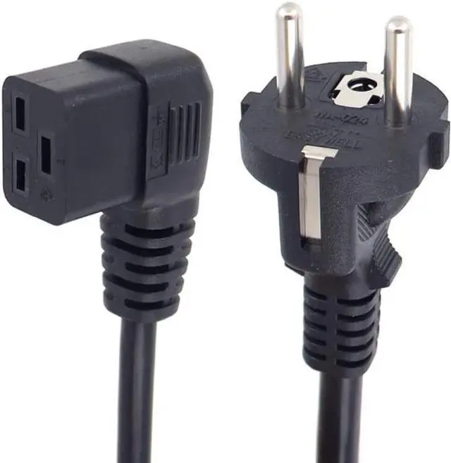 Main image of European Schuko to C19 Elbow Plug Power Cords, Euro CEE7/7 Schuko Male Plug to 90 Degree Left Angle IEC 320 C19 Power Cable,EU 220V Power Cord ,16AWG, 3ft/1m ,Left Angle C19