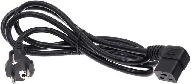 Alt view image 2 of 7 - European Schuko to C19 Elbow Plug Power Cords, Euro CEE7/7 Schuko Male Plug to 90 Degree Left Angle IEC 320 C19 Power Cable,EU 220V Power Cord ,16AWG, 3ft/1m ,Left Angle C19