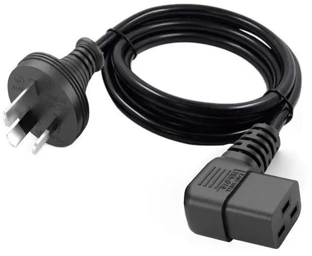 Alt view image 3 of 7 - Heavy Duty Au to C19 Elbow Plug Power Cord, 3 Prong Australia/New Zealand AS3112 Plug to 90 Degree Left Angle IEC 320 C19 Power Cable,16AWG,3ft/1m ,Au to Left C19