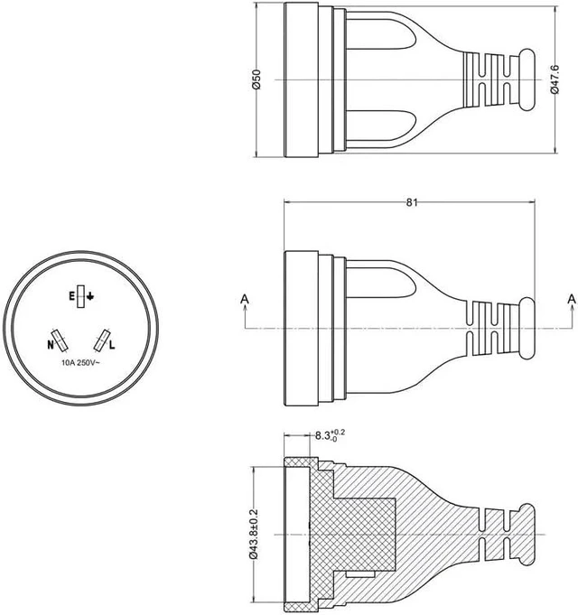 Alt view image 6 of 7 - Heavy Duty Au to C19 Elbow Plug Power Cord, 3 Prong Australia/New Zealand AS3112 Plug to 90 Degree Left Angle IEC 320 C19 Power Cable,16AWG,6ft/1.8m, Au to Left C19