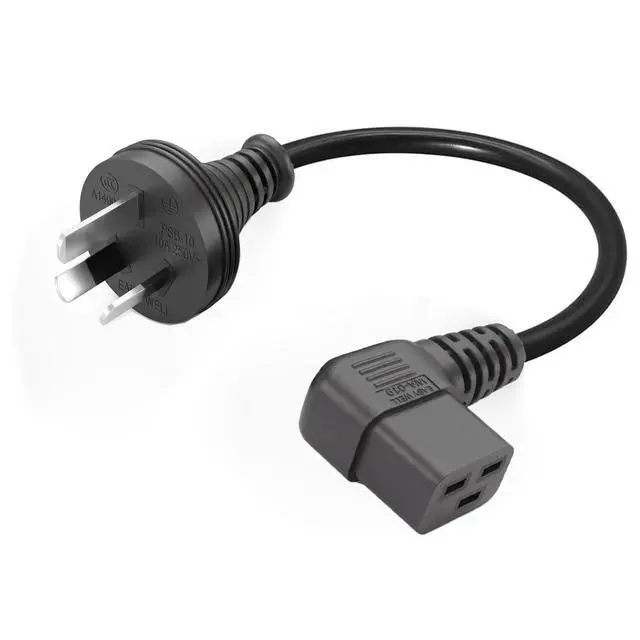 Main image of Heavy Duty Au to C19 Elbow Plug Power Cord, 3 Prong Australia/New Zealand AS3112 Plug to 90 Degree Angle IEC 320 C19 Power Cable,16AWG,3ft/1m, Au to Right C19