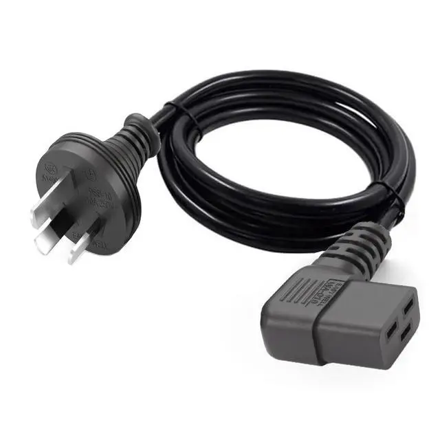 Alt view image 3 of 7 - Heavy Duty Au to C19 Elbow Plug Power Cord, 3 Prong Australia/New Zealand AS3112 Plug to 90 Degree Angle IEC 320 C19 Power Cable,16AWG,3ft/1m, Au to Right C19