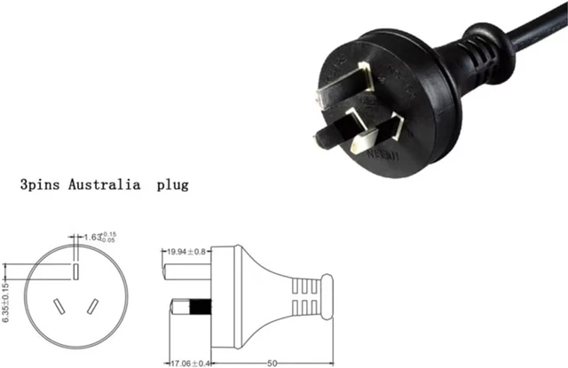 Alt view image 7 of 7 - Heavy Duty Au to C21 Power Cord, 3 Prong Australia/New Zealand AS3112 Plug to IEC 320 C21/C19 Power Cable,16AWG,10ft/3m Au to C21 (compatible with C19)