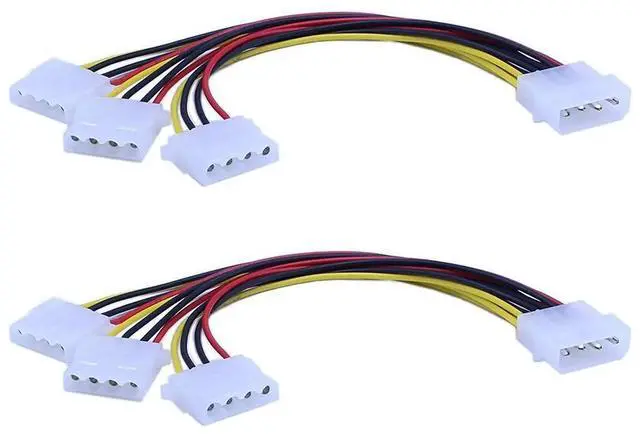 Main image of (2 Pack) High Quality 4 Pin Molex Male to 3 port Molex IDE Female Power Supply Splitter Adapter Computer 4Pin IDE Power Cord,Molex 4 Pin Power Supply Y Splitter Cable - 3 Female to 1 Male