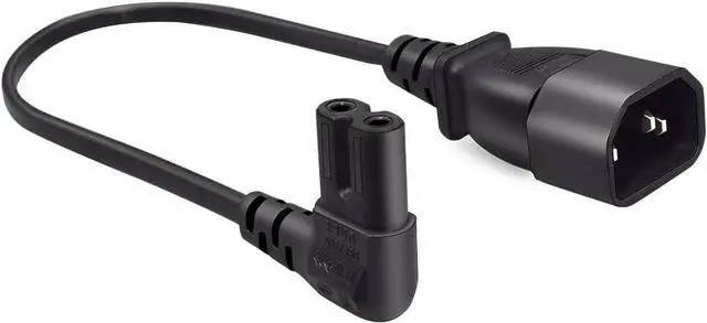 Main image of Standard Molded IEC C14 to C7 Elbow Plug Short Power Cord 1 Foot,IEC 60320 C14 Male to 90 Degree Angle C7 Figure 8 Appliance Power Cable,18AWG,1ft/30cm, Elbow C7