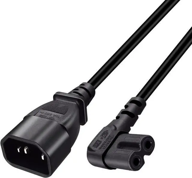 Alt view image 2 of 7 - Standard Molded IEC C14 to C7 Elbow Plug Short Power Cord 1 Foot,IEC 60320 C14 Male to 90 Degree Angle C7 Figure 8 Appliance Power Cable,18AWG,1ft/30cm, Elbow C7